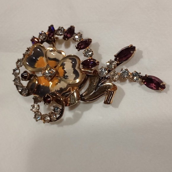 12k Gold Carl Art Enamel Brooch - Picture 2 of 16